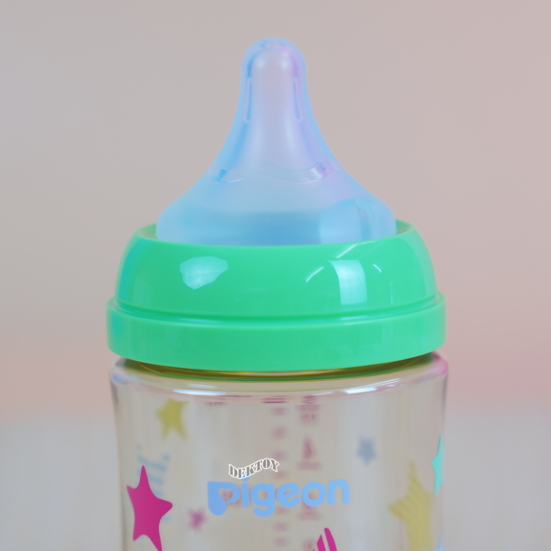 Pigeon พีเจ้น ขวดนมพีเจ้นสีชา PPSU 5 ออนซ์ 160 มล. คอกว้าง แพ็ค2ขวด ลายดาว