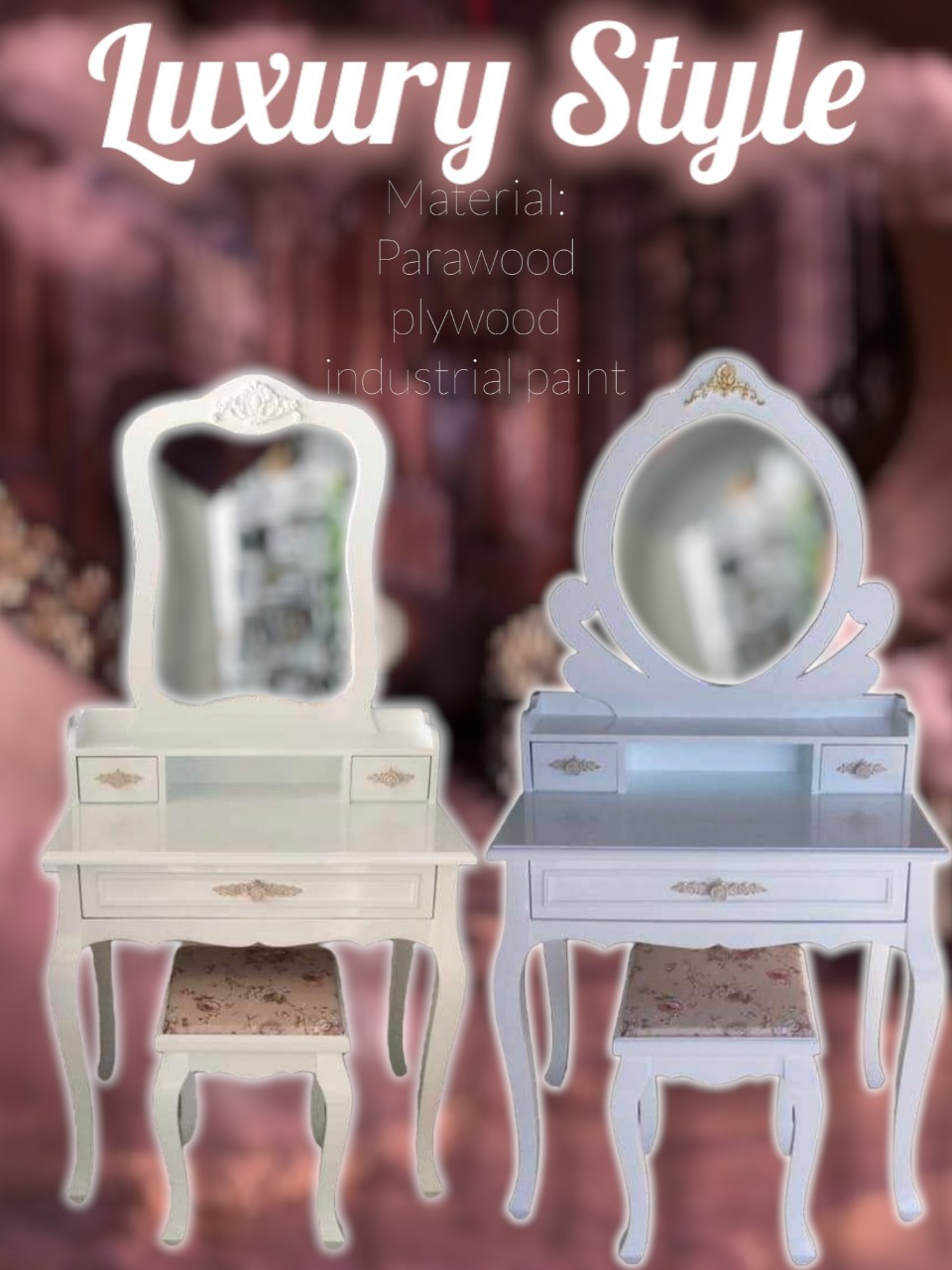 👑#shabbyChicStyle💄โต๊ะเครื่องแป้ง💁#โต๊ะกระจก🛋🛠ตู้vintage🔖สีขาว 12-09-0019