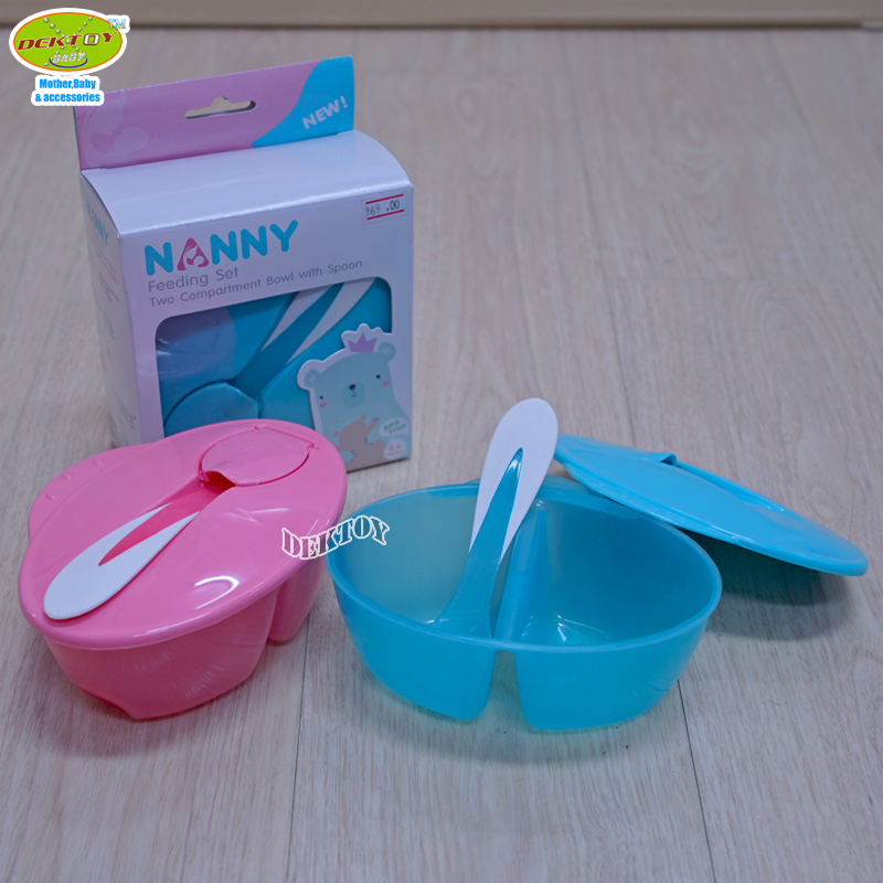 Nanny แนนนี่ ชามป้อนอาหารเด็ก แบบแบ่งช่อง พร้อมช้อน N105