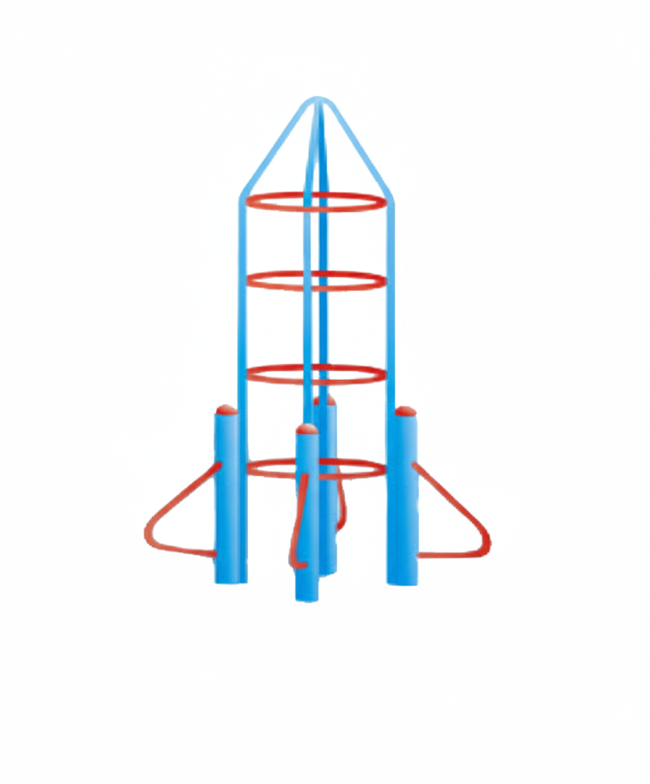 บาร์ปีนป่ายจรวด เครื่องเล่นสนาม กลางแจ้ง เหล็ก ,บาร์โหน ตั้งพื้น , ของเล่น สั่งทำ 7-15 วัน ขนาด150x150x200 ซม.