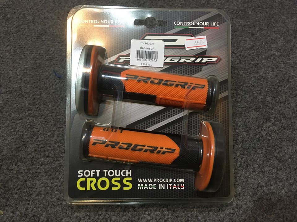 ปลอกแฮนด์ PROGRIP SOFT TOUCH CROSS สีดำตัดส้ม