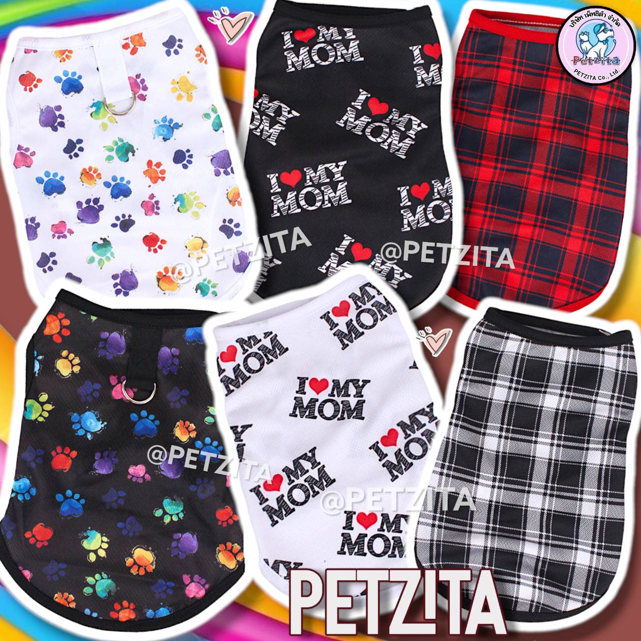 🇹🇭พร้อมส่ง🇹🇭💕เสื้อกล้ามลายสุดเท่ห์ น่ารัก 🐶🐱🐰 for pet เสื้อสุนัข หมา แมว สำเนา