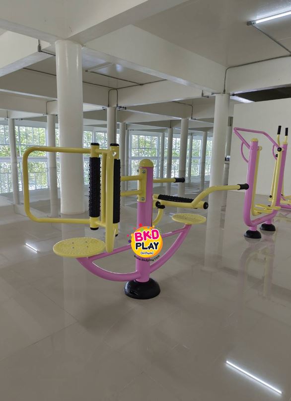 เครื่องออกกำลังกาย กลางแจ้ง ชุดอุปกรณ์ บริหารเอว สะโพก นวดหลัง แบบนั่ง ลานกีฬา อเนกประสงค์ สนามกีฬา ผลิตในไทย สั่งทำตามสีที่ต้องการได้