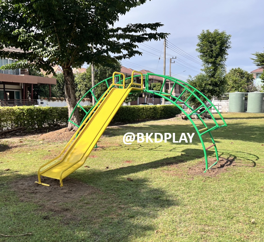 เครื่องเล่นสนามเหล็ก สไลเดอร์โค้งปีนป่ายสีรุ้ง สไลเดอร์ บาร์โค้ง ปีนป่าย Outdoor Playground, ราคาโรงงาน สินค้า สั่งผลิต 10-20 วัน