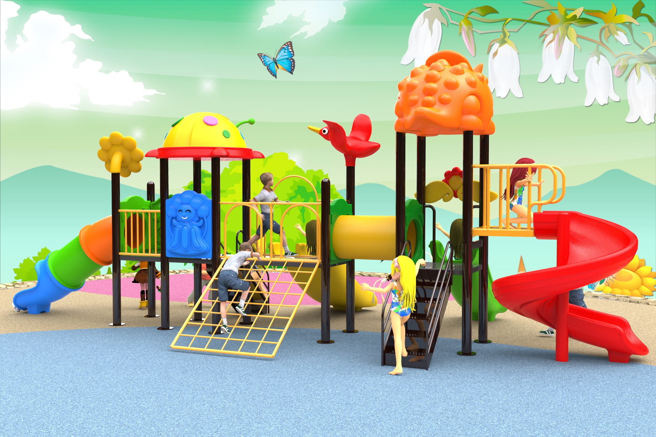 เครื่องเล่นสนามกลางแจ้ง ชุดสวนสนุกไดโนเพื่อนรัก , กระดานลื่นท่อ, สไลเดอร์ใหญ่ ,ของเล่น,ครุภัณฑ์สนามเด็กเล่น, สพฐ,โครงการโรงเรียนประชารัฐ playground,สไลเดอร์,ของเล่นเสริมพัฒนาการ,เครื่องเล่นสนาม, สนามเด็กเล่น