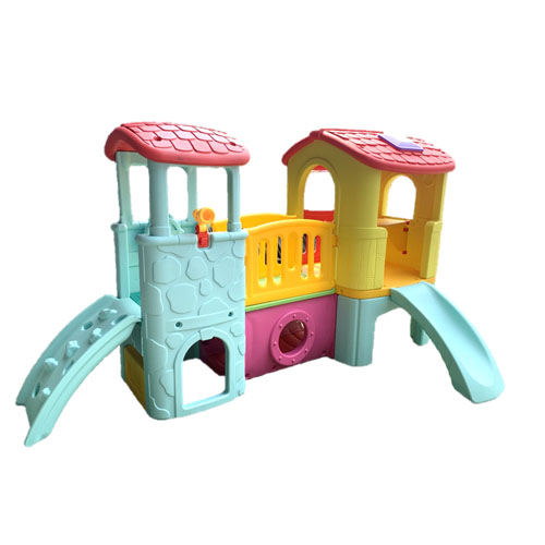 บ้านเด็กวินเทจ สีพาสเทล, สไลเดอร์พร้อมปีนป่าย บ้านสไลเดอร์ของเล่น บ้านน้อยสองชั้น กระดานลื่นพลาสติก,บ้านมีสไลเดอร์ , เครื่องเล่นสนาม พร้อมส่ง