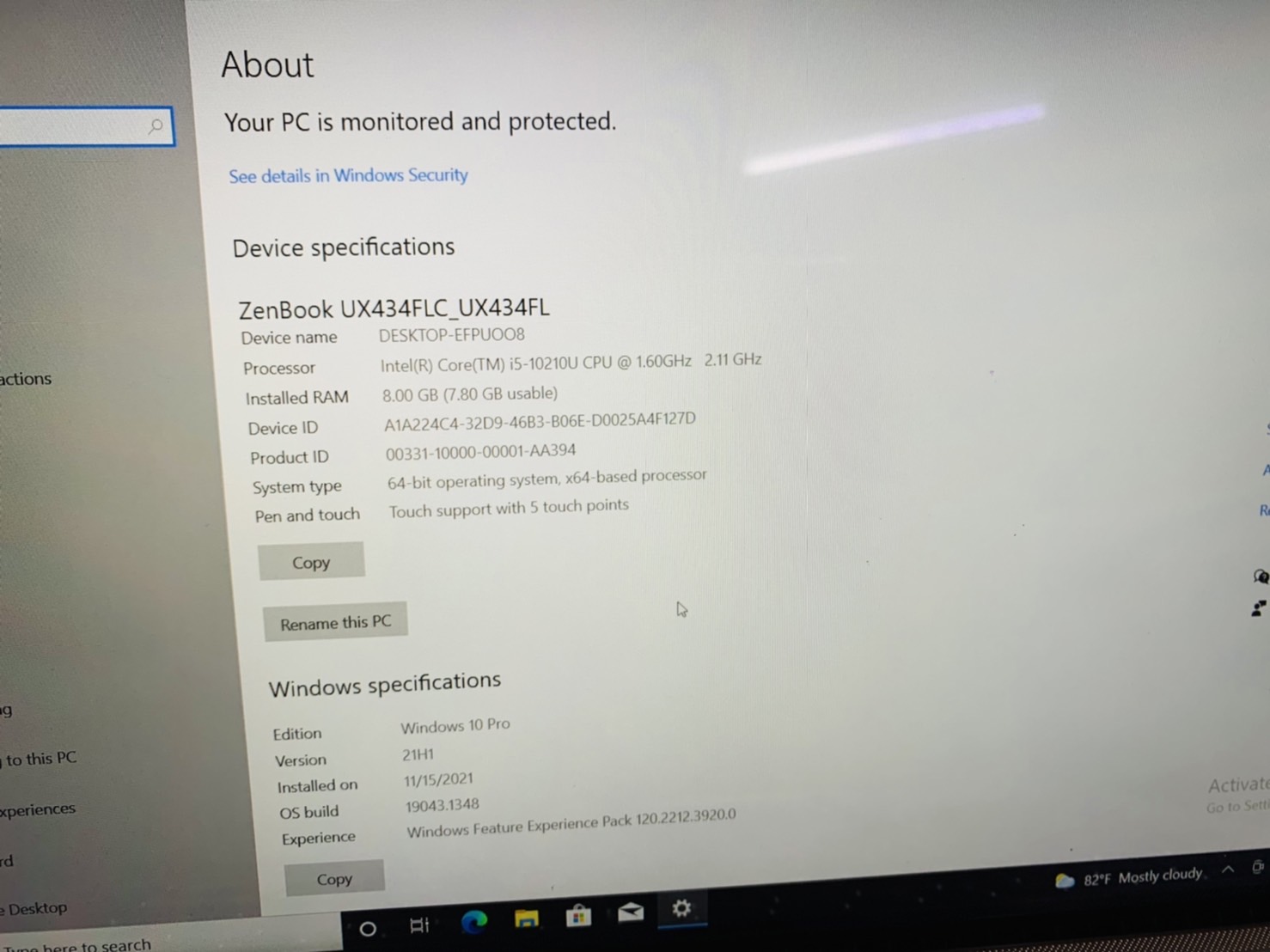 โน้ตบุ๊ค Notebook Asus ZenBook UX434F 14.0-inch พร้อมใช้งานมีประกัน