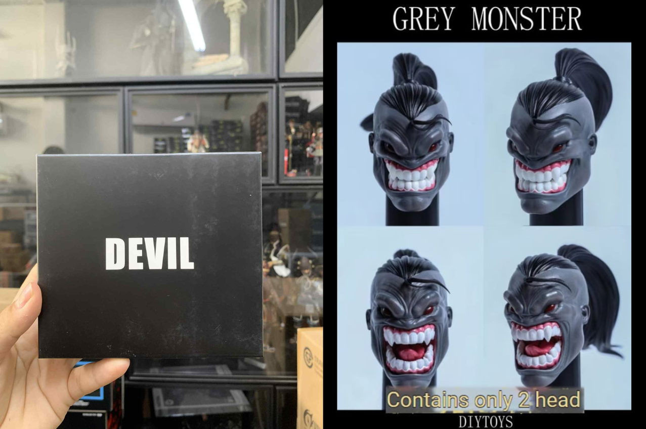 [พร้อมส่ง] DITtoys 1/12 : Devil Custom Head (เฉพาะหัว2แบบ)- Grey