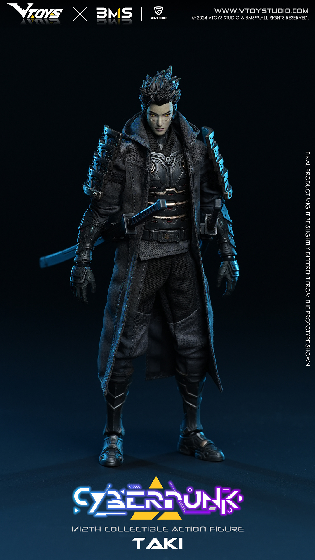 [สั่งจอง] VToys x BMS x CrazyFigure 1/12 : cyberpunk samurai - taki