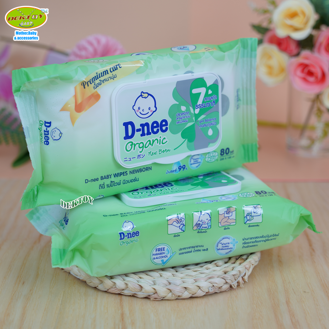 D-nee เบบี้ไวพส์ดีนี่ ทิชชู่เปียกดีนี่ นิวบอร์น 80 ชิ้น สูตรน้ำบริสุทธิ์ แพ็ค 6 ห่อ
