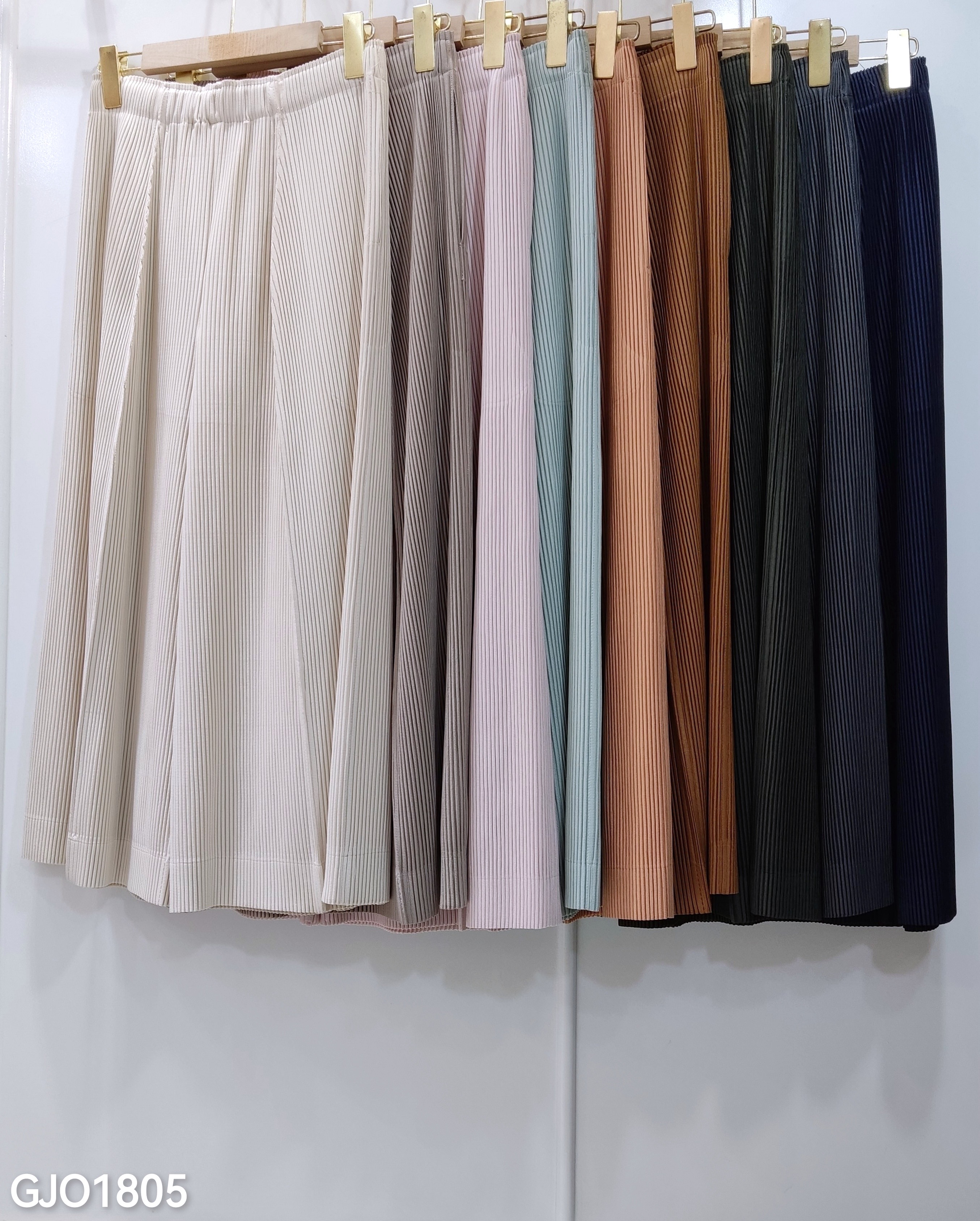ยาว 32 นิ้ว 2MUAY รุ่น GJO1805 กางเกงพลีทคุณภาพ THICK WIDE LEG PLEATED PANTS 9 สี FREE SIZE