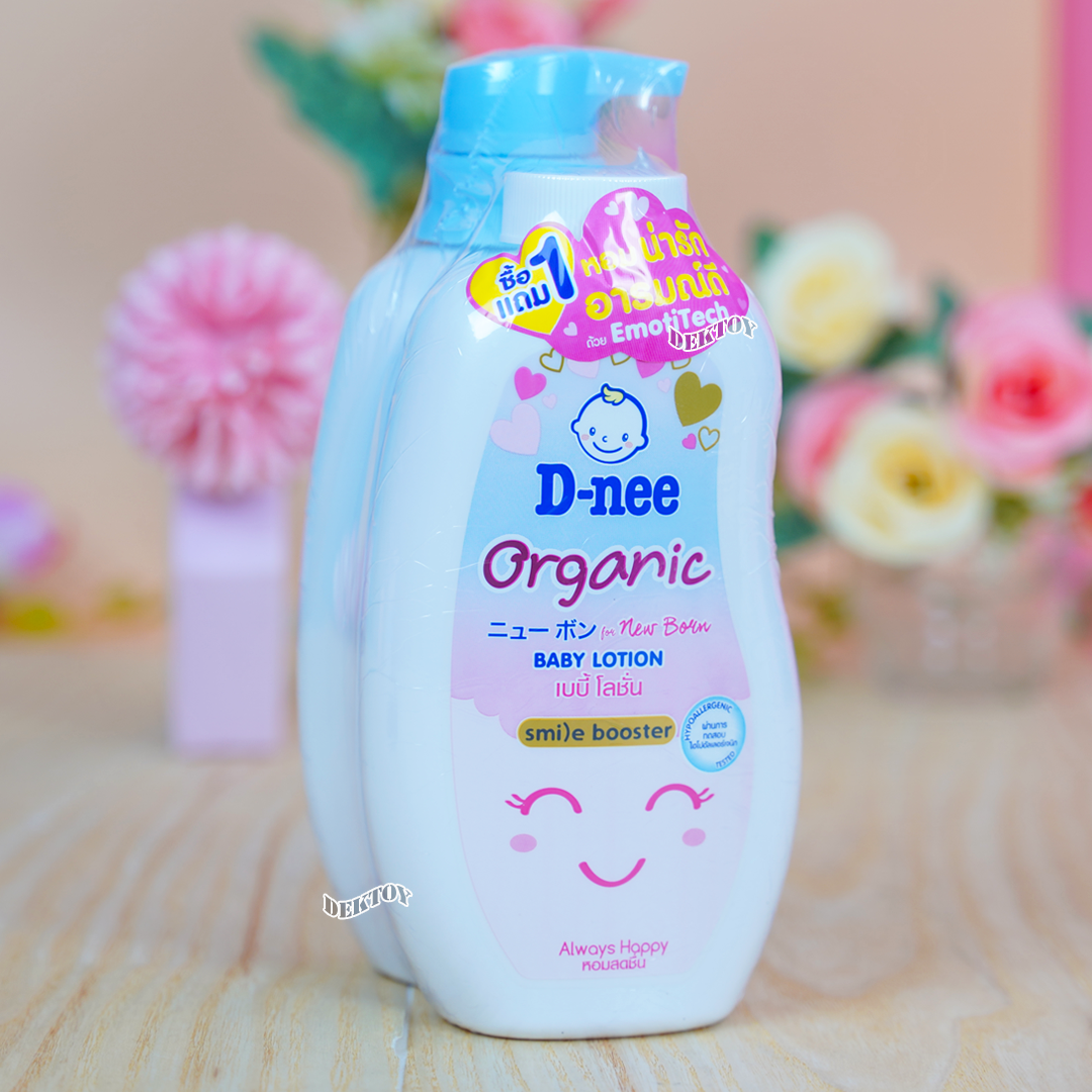 1 แถม 1 D-nee Organic ดีนี่ ออร์แกนิค ออลเวย์ส แฮปปี้ เบบี้โลชั่น สไมล์ บูสเตอร์ ซีรี่ส์ 300มล.แถม 300 มล. สีฟ้า