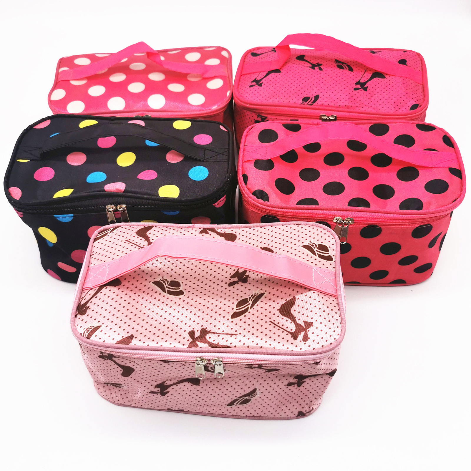 กระเป๋าเครื่องสำอาง รุ่น สี่เหลี่ยม-หูหิ้ว ใส่ของอเนกประสงค์ พิมพ์ลายสีสันสวยงาม ผ้าทนทาน มีซิปเปิดปิดได้