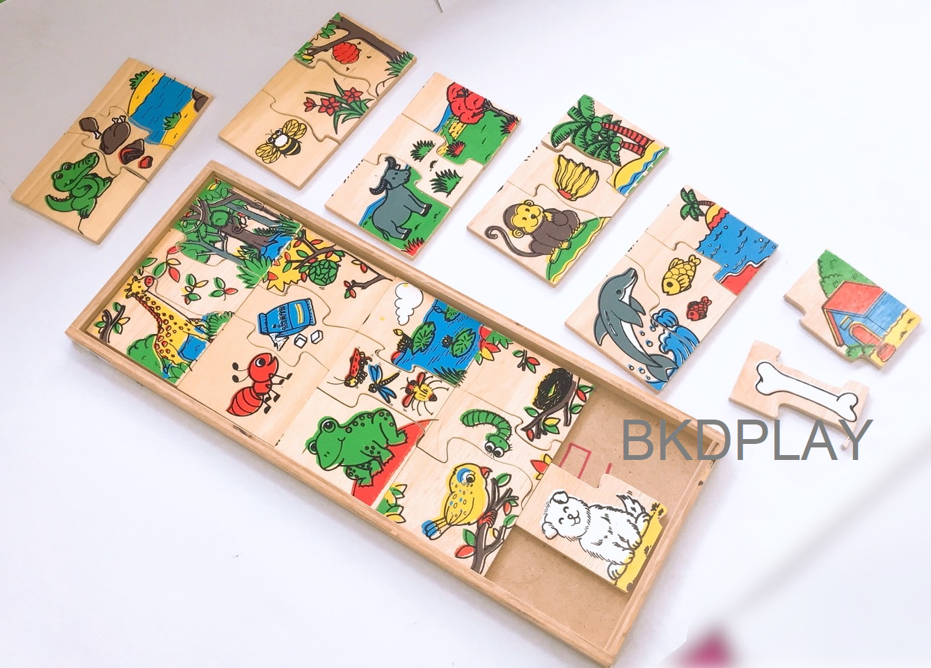 เกมจับคู่สัตว์-อาหาร-ที่อยู่ , ของเล่นไม้, ของเล่นเสริมพัฒนาการ, ของเล่นเด็กอนุบาล, สื่อการสอนเด็กอนุบาล วัสดุและสี ปลอดภัยต่อเด็ก มีมาตรฐาน มอก. ตามที่ สพฐ. กำหนด