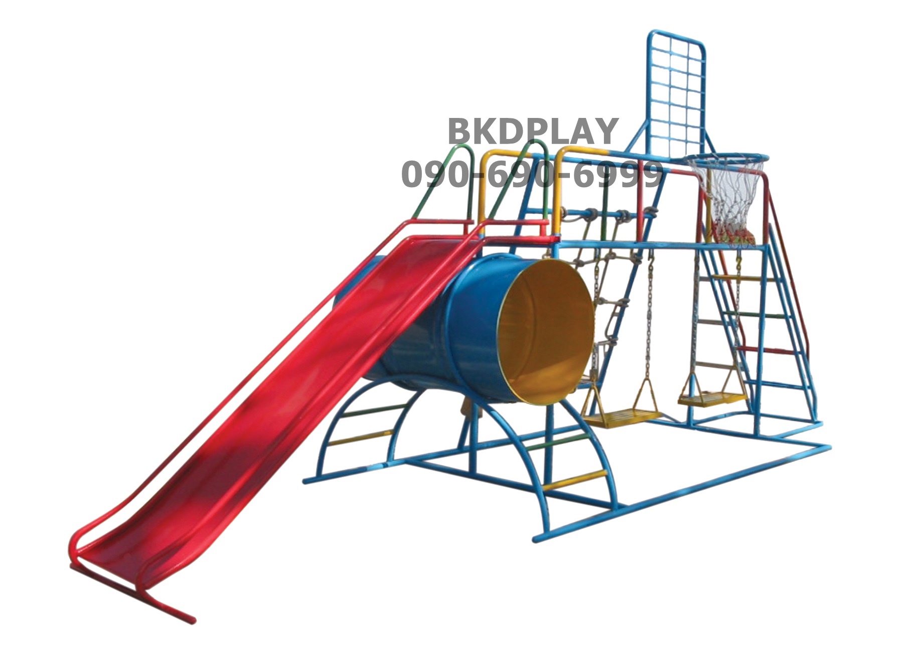 ชุดรวม H เครื่องเล่นสนามแบบเหล็ก ประกอบด้วยสไลเดอร์ชิงช้าปีนป่ายแป้นบาส (ถักเล็ก) , เครื่องเล่นสนามกลางแจ้ง , OutdoorPlayground,ผลิตเครื่องเล่นสนาม,เครื่องเล่นงบสพฐ.ประชารัฐ ราคาโรงงาน