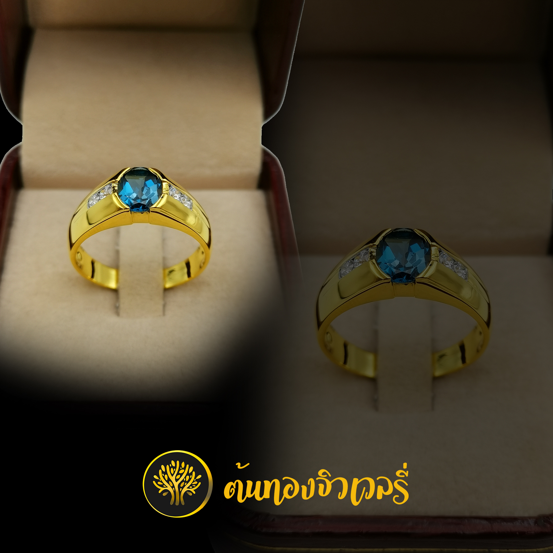 แหวนพลอยน้ำเงิน ก้านฝังเพชร สวยๆเข้มๆ งานดีเวอร์ๆเลย