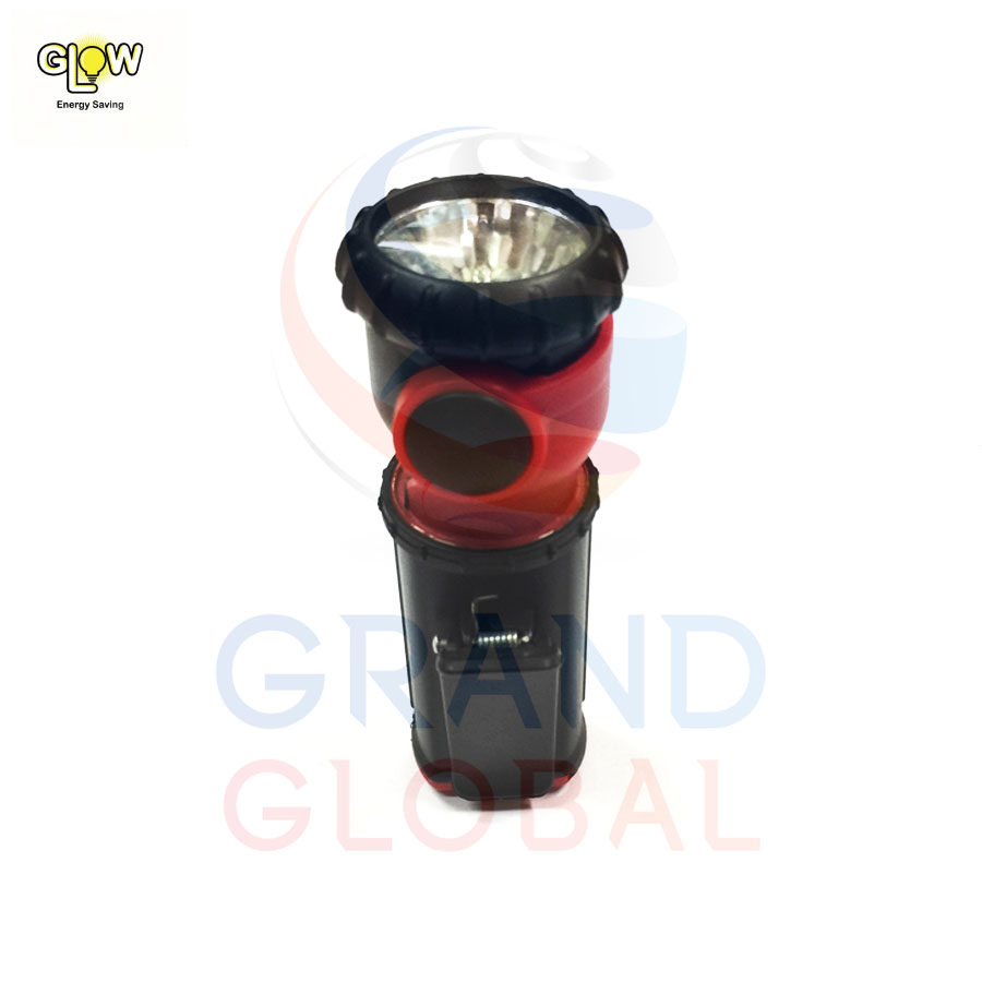 GLOW ไฟฉาย มินิ Swivel Head Mini Flashlight With Clip แบบใส่ถ่าน ตัวหนีบ หัวหมุน ปรับทิศทาง ไฟวอร์มไวท์ คละสี 1 ชิ้น