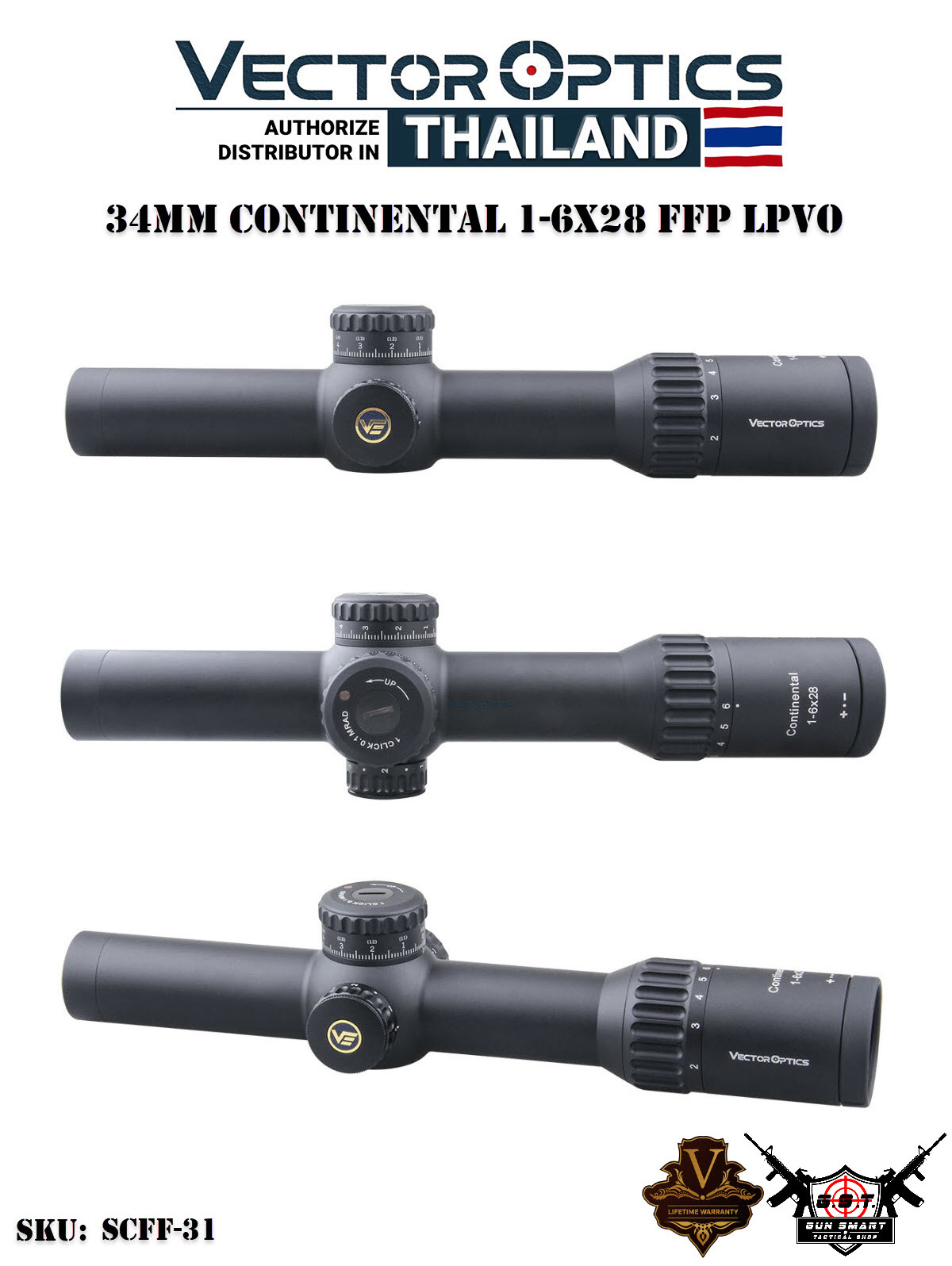 34MM CONTINENTAL 1-6X28 FFP LPVO - VectorOpticsThailand