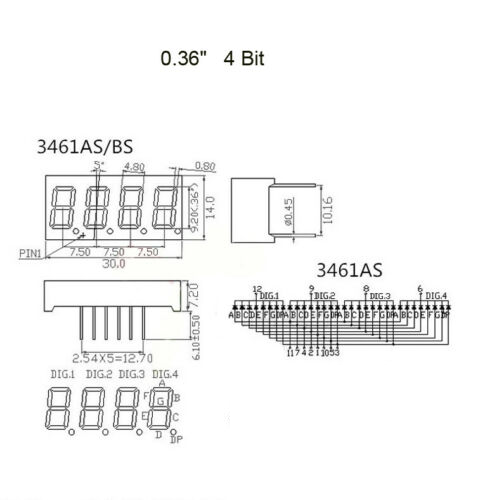 7-segment display 0.36 inch จอแสดงตัวเลข [ 1 2 3 4 digit ] common cathode 0.36 นิ้ว 7 segment สีแดง