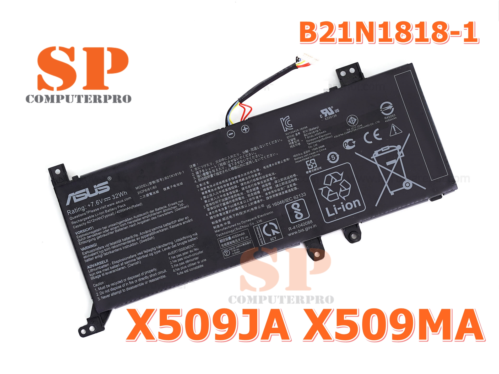 ASUS Battery แบตเตอรี่ของแท้ Asus X509JA X509MA model B21N1818-1