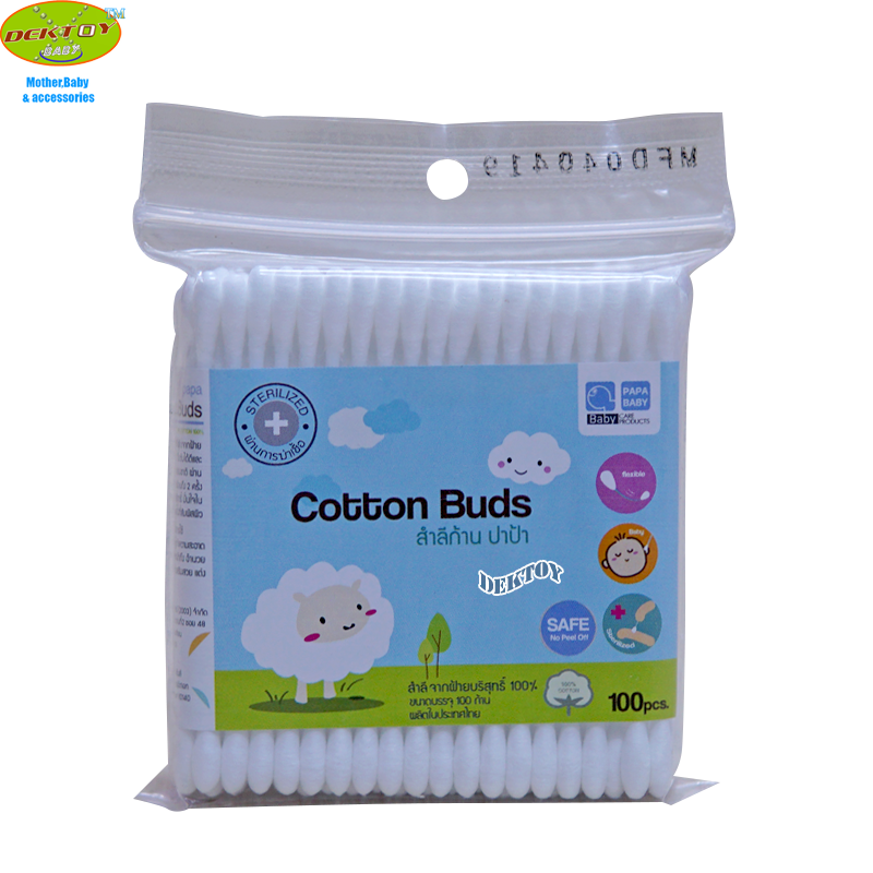 สำลีก้านปาป้า-Cotton Bud Papa หัวมาตรฐาน 100 ก้าน CEQ-014