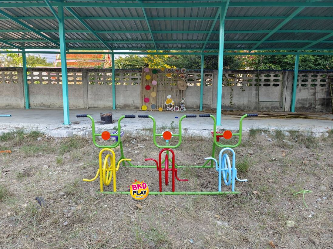 เครื่องออกกำลังกายกลางแจ้ง,จักรยานออกกําลังกายเด็ก,เครื่องปั่นจักรยาน,จักรยาน 3 ที่นั่งสำหรับเด็ก Outdoor Playground, สินค้าสั่งผลิต 10-20 วัน