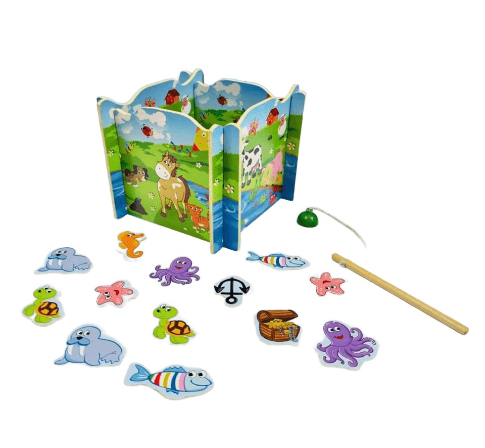 ชุดเกมตกปลาสัตว์ในบึง+จิ๊กซอว์หนอนนิทาน 2 ชุด, ของเล่นไม้,ตกปลา,นิทาน ,ของเล่นเสริมทักษะการเรียนรู้, ของเล่นเสริมพัฒนาการเด็กอนุบาล, สื่อการสอนปฐมวัย, พร้อมส่ง