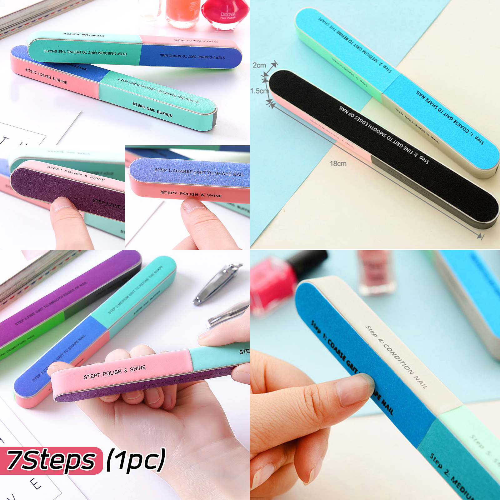 ตะไบเล็บ มี3รุ่น 7Steps/#7/#4 ความหยาบ 100/180/240 ตะไบแต่งเล็บ ตะไบขัดเล็บ หยาบน้อย หยาบมาก ขัดเหงา