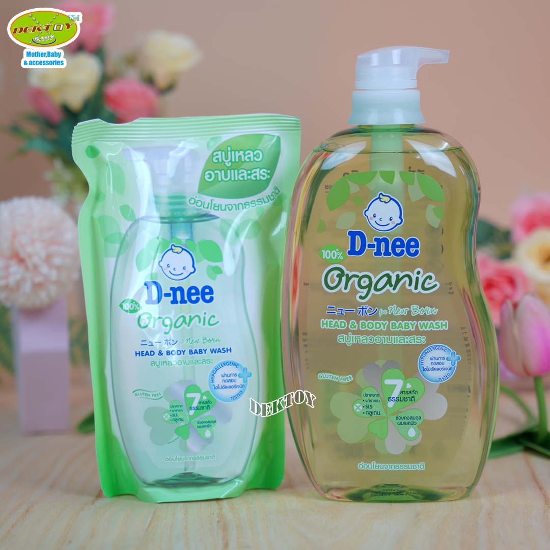 D-nee ดีนี่ ออร์แกนิค สบู่เหลวอาบและสระผม ฟอร์นิวบอร์น 800+350มล.หัวปั๊ม