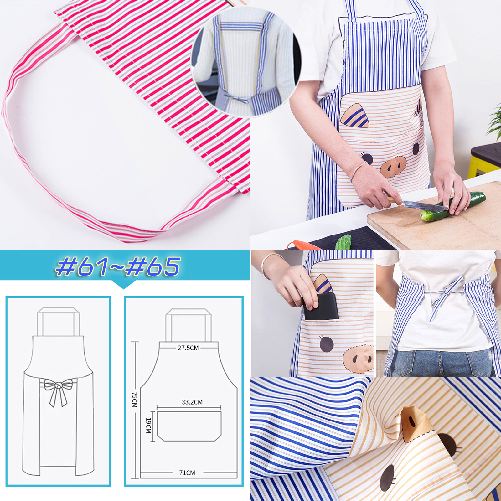 🔥Sale ลดราคา🔥 ผ้ากันเปื้อน Set-3 ผ้า ฝ้าย / ลินิน / โพลีเอสเตอร์ พิมพ์ลาย ทำอาหาร ทำงานบ้าน ป้องกันสิ่งสกปรก