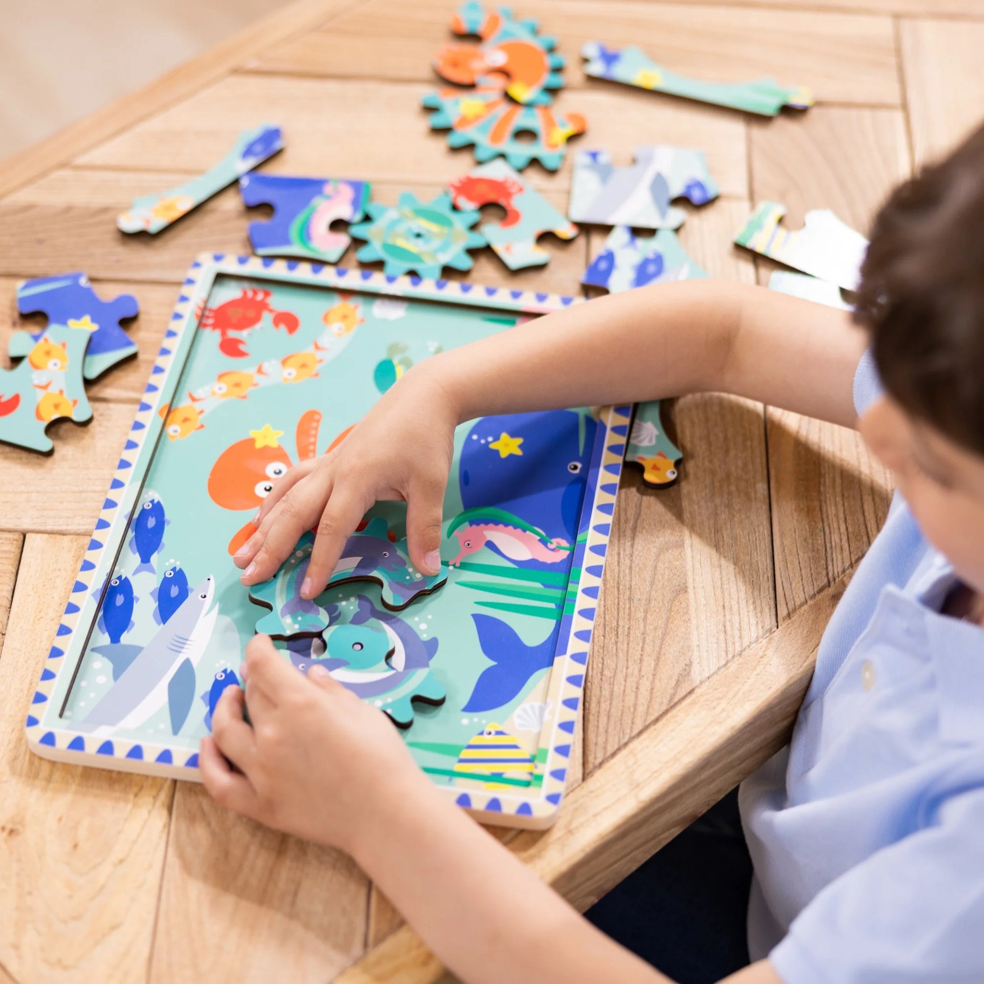 จิ๊กซอไม้ ตีมทะเล 18 ชิ้น พร้อมเกียร์x3 อันMelissa & Doug Wooden Underwater Gear Puzzle