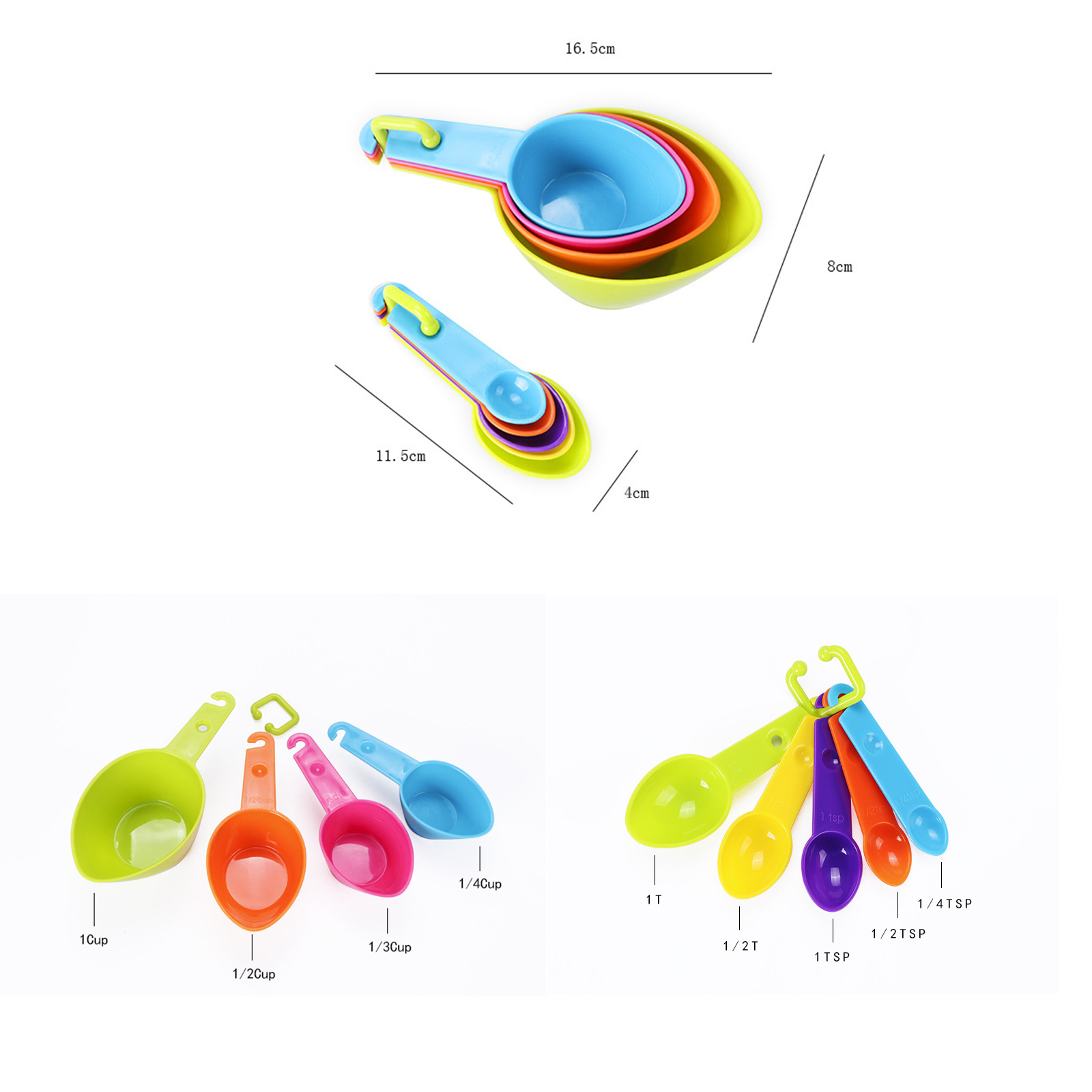 ชุดช้อนตวงวัดปริมาตร/บีกเกอร์ พลาสติกอย่างดี เกรดอาหาร ปลอดภัย ราคาถูก คุ้มค่าสุดๆ