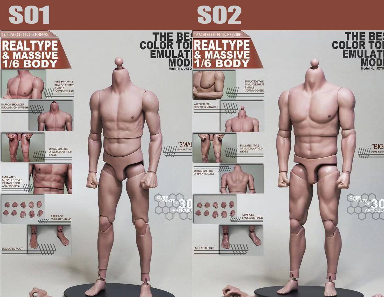 [สั่งจอง]JX toys & Genesis S01&S02 1/6 : male nude body