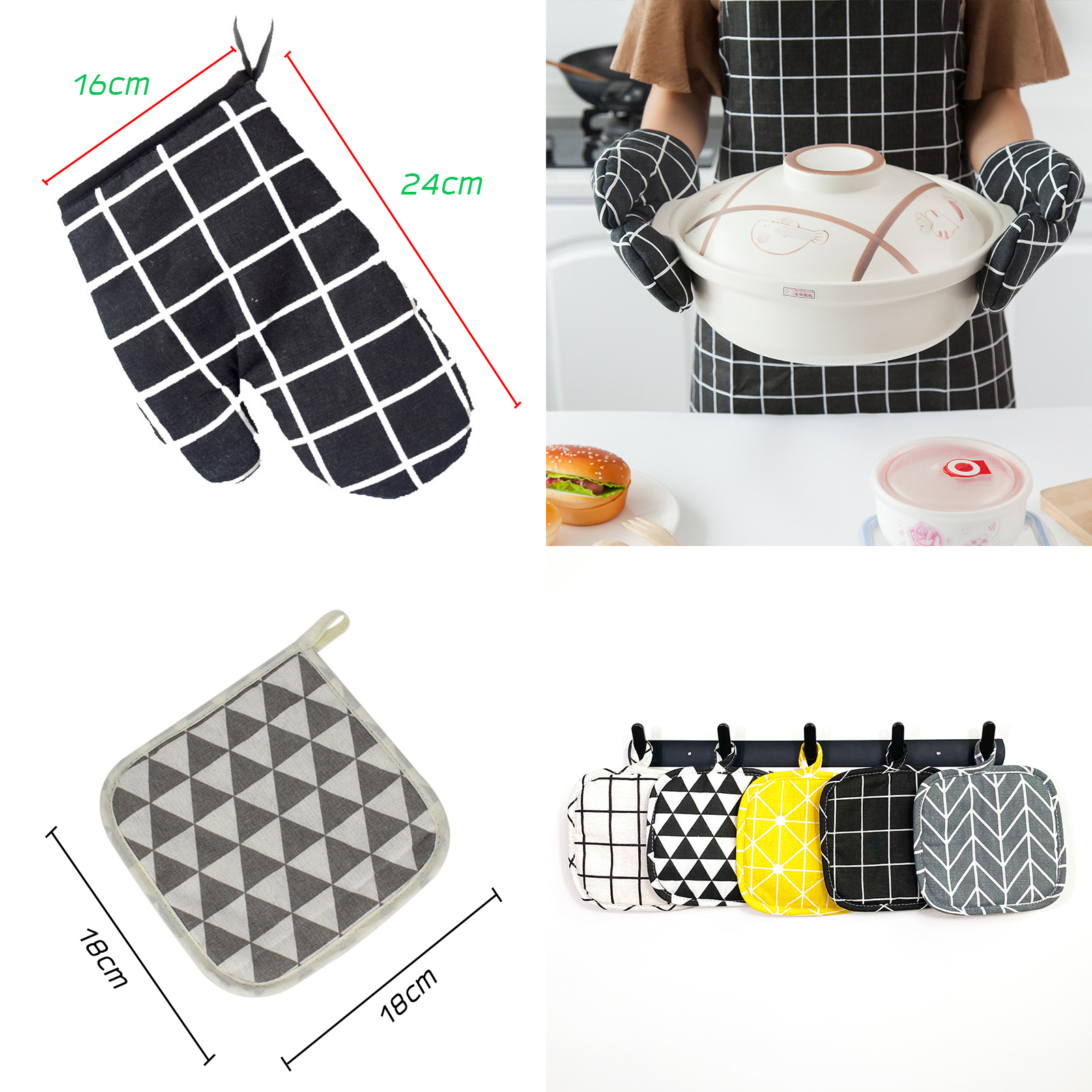 🔥Sale ลดราคา🔥 ถุงมือผ้า แผ่นผ้า จับของร้อน 1ชิ้น ฝ้าย ลินิน สำหรับทำอาหาร ใช้ในครัว มีหูแขวนได้