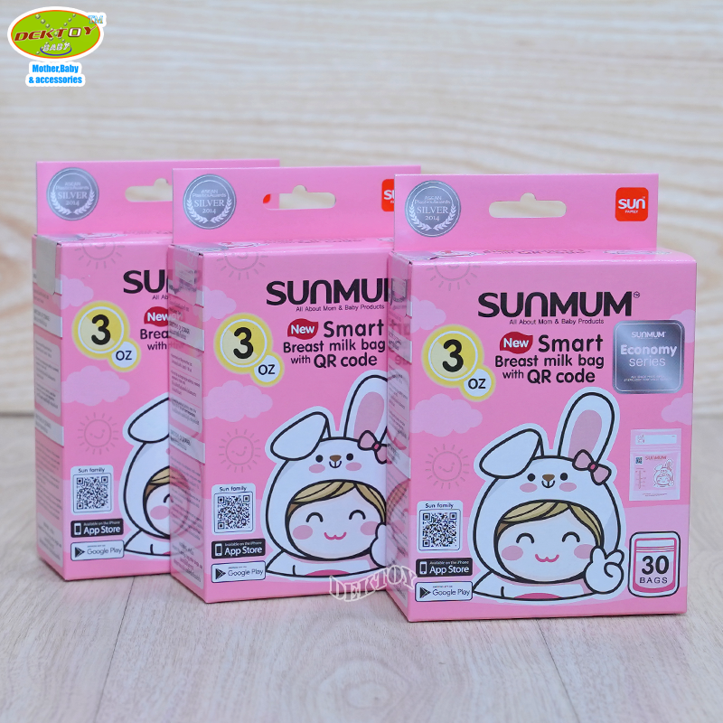 3 กล่อง Sunmum ซันมัม ถุงเก็บน้ำนม 3 ออนซ์ รุ่น Economy 30 ใบ(90ใบ)
