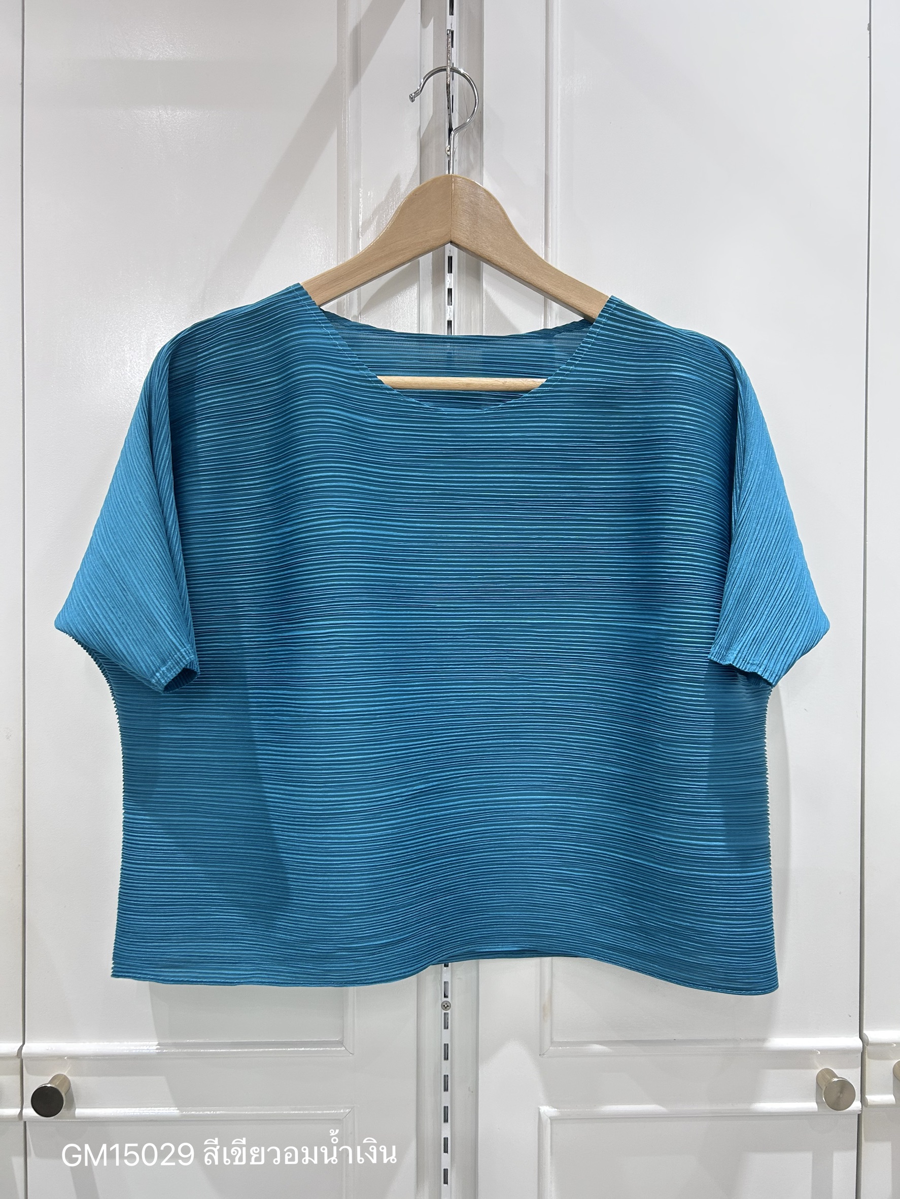 อกถึง48 2MUAY GM15029 เสื้ออัดพลีท SHORT SLEEVE PLEATED TOP 28 สี FREE SIZE