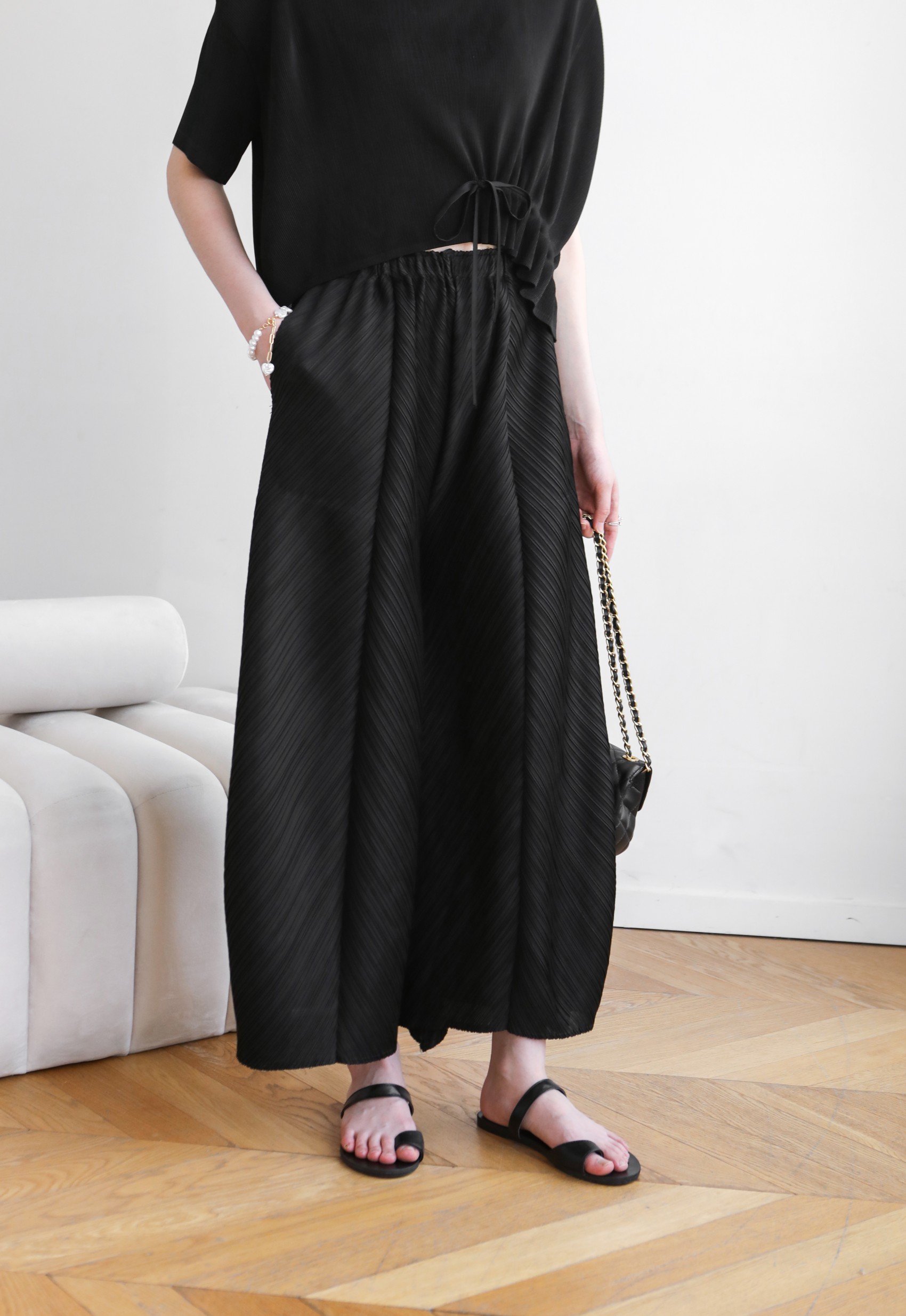 ปรับราคาลง20%!! ยาว 35 นิ้ว! 2MUAY รุ่น GJO1056 กางเกงพลีทคุณภาพ FLARE PLEATED PANTS 10 สี FREE SIZE