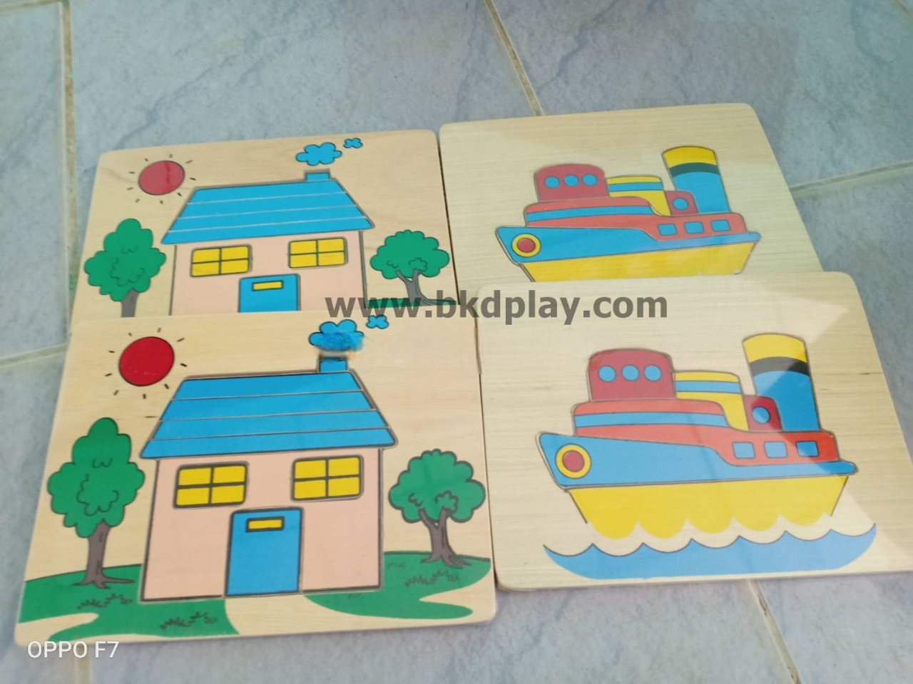 ภาพตัดต่อบ้านเล็ก (7 ชิ้น) จิ๊กซอบ้าน , ของเล่นไม้, ของเล่นเสริมพัฒนาการ, ของเล่นเด็กอนุบาล