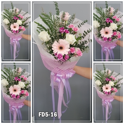 FD5-16 ช่อกุหลาบขาว-ชมพู,เยียบีร่า