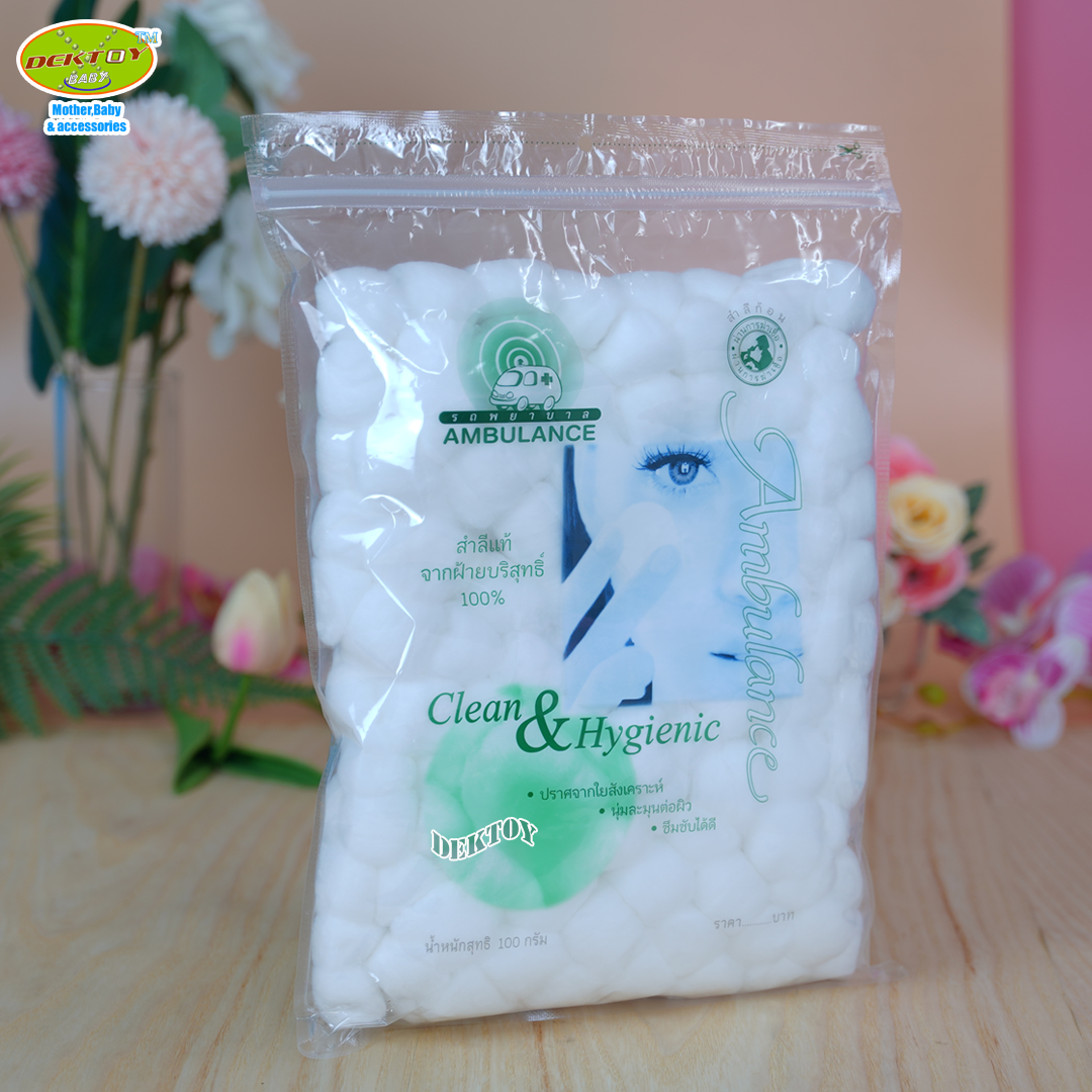 สำลีก้อนตรารถพยาบาล-Cotton Ball Ambulance 100 กรัม