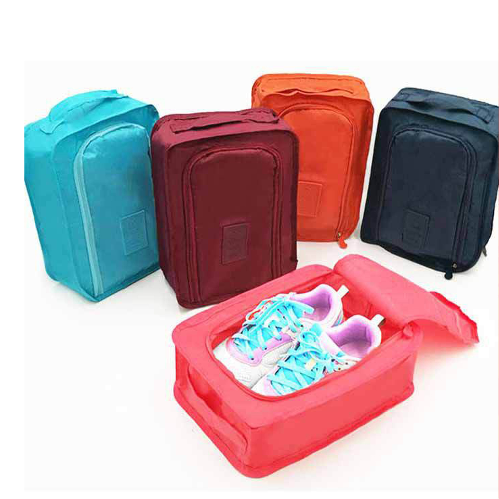 กระเป๋าใส่รองเท้า มีซิป มีหูหิ้ว ผ้าผสมโพลีเอสเตอร์ กันน้ำได้ กระเป๋าใส่ของ กระเป๋าแบบพกพา ดีไซน์สวยงาม