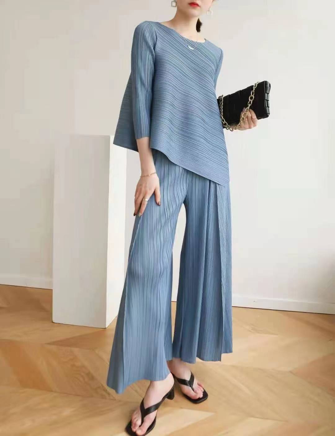 กก ยาว 37.5นิ้ว 2MUAY รุ่น GJO7161 / GJO6972 ASYMMETRIC PLEATED SET ชุดอัดพลีท เซ็ตพลีทคุณภาพ 5สี FREE SIZE