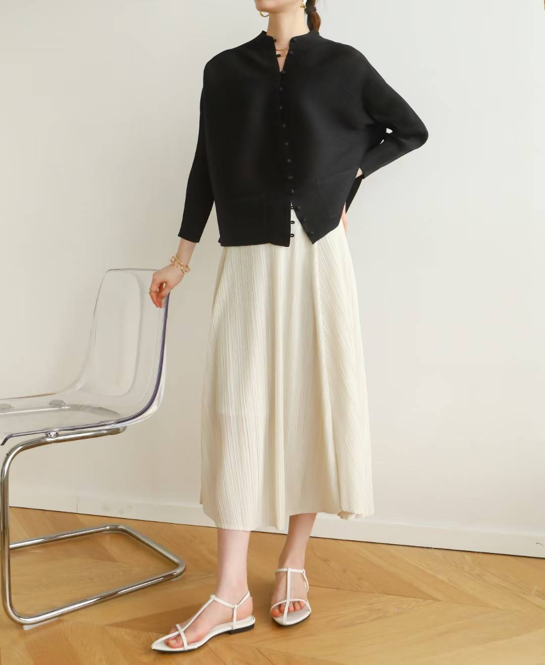 2MUAY BASIC รุ่น GJO2066 เสื้ออัดพลีทงานคุณภาพ BUTTON FRONT PLEATED TOP 17สี FREE SIZE