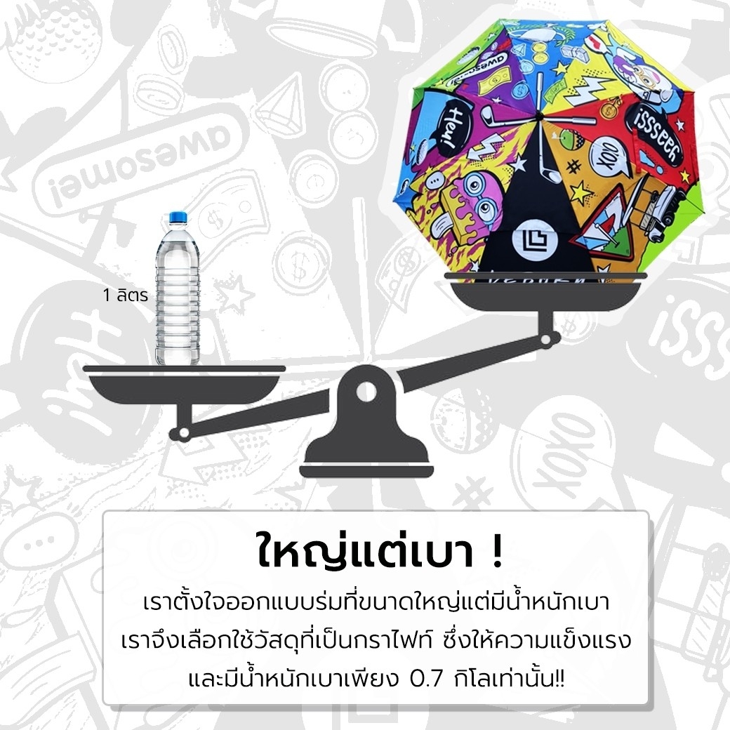 ร่มกอล์ฟ 2 ชั้น LEBORN FUNNY ร่มกัน UV กดเปิดอัตโนมัติ ขนาดใหญ่มาก 75 นิ้ว แต่น้ำหนักเบามากค่ะ!!!