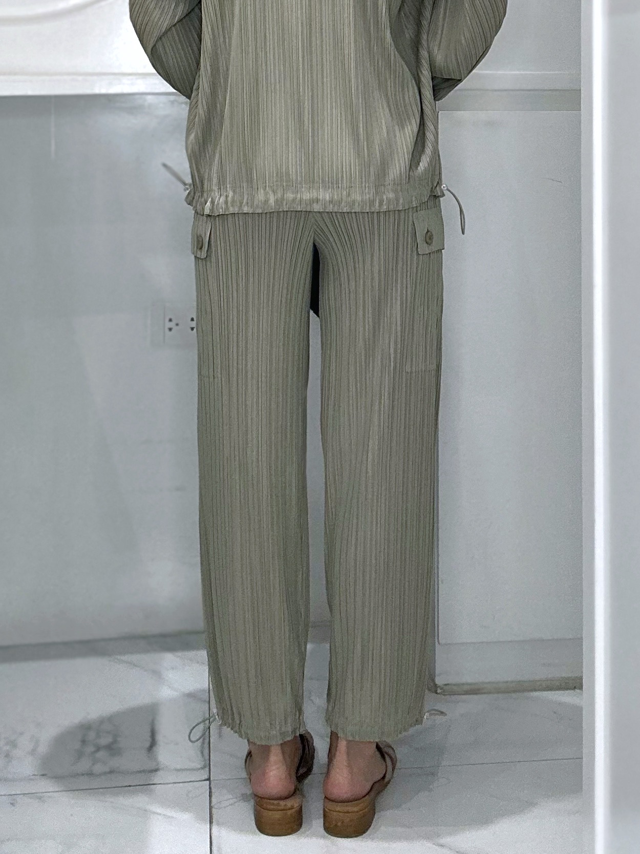 ยาว 36.5นิ้ว! 2MUAY รุ่น GJO5361 กางเกงพลีทคุณภาพ CARGO STRAIGHT LEG PLEATED PANTS 10 สี FREE SIZE