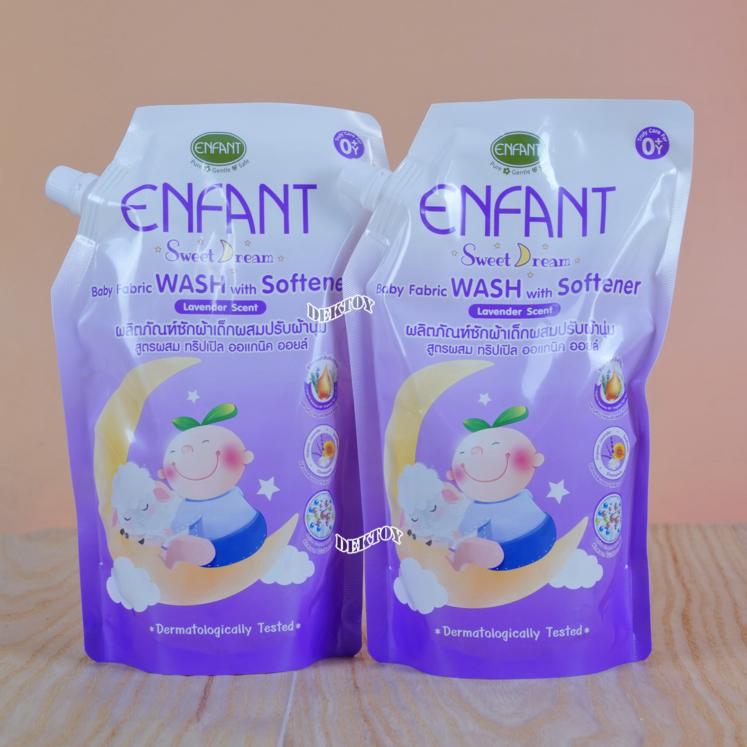 Enfant อองฟองต์ น้ำยาซักผ้าผสมปรับผ้านุ่ม ชนิดถุง 600มล. lavender สวีทดรีม สีม่วง