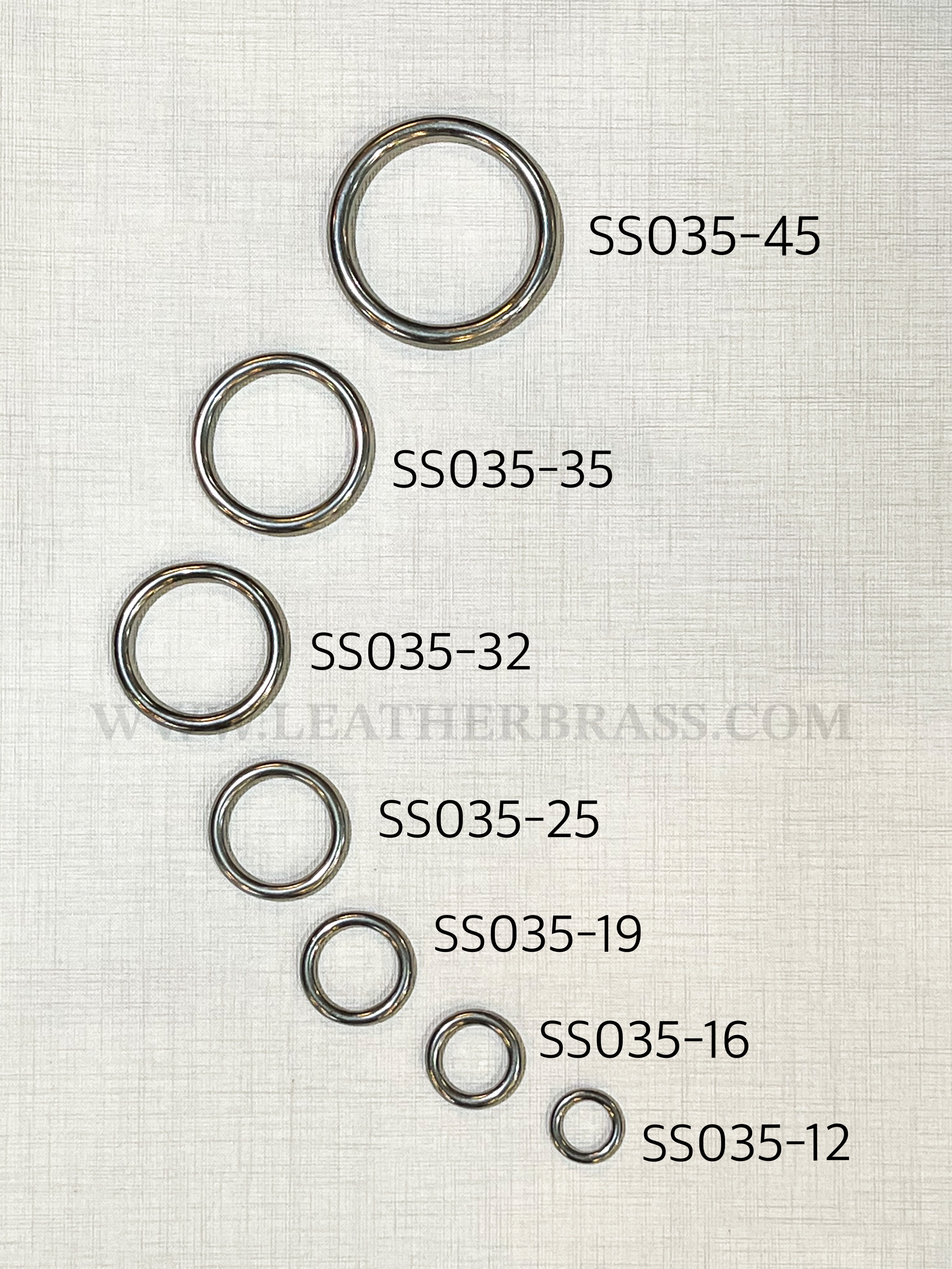 SS035 ห่วงกลมสเตนเลส ไม่มีรอยต่อ อะไหล่ทองเหลืองแท้ อุปกรณ์งานหนัง **ราคาต่อชิ้น**