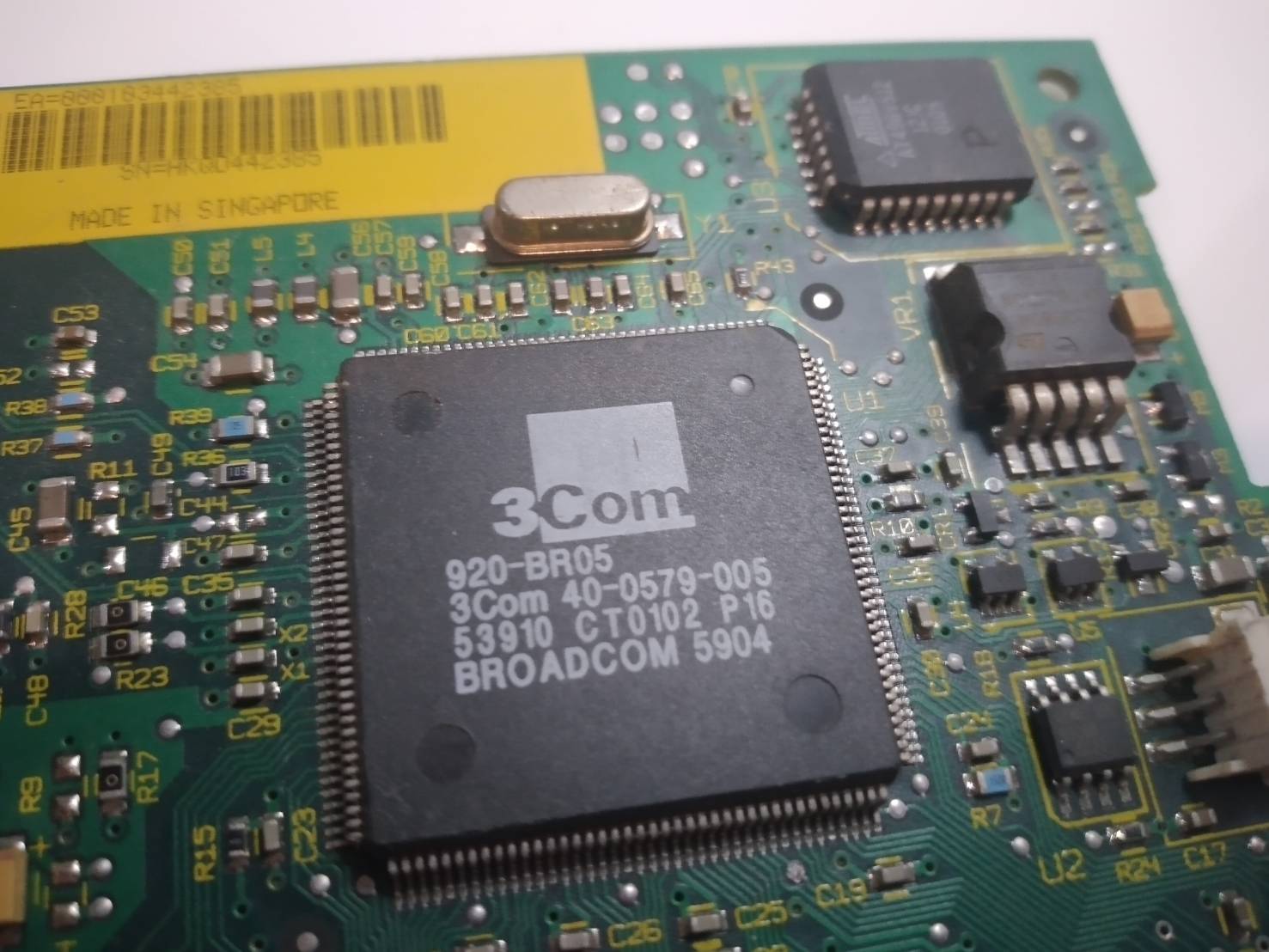 3Com 920-BR05 40-0579-005 3969 CT9952 P16 Ethernet Card BROADCOM 5904 1999 year