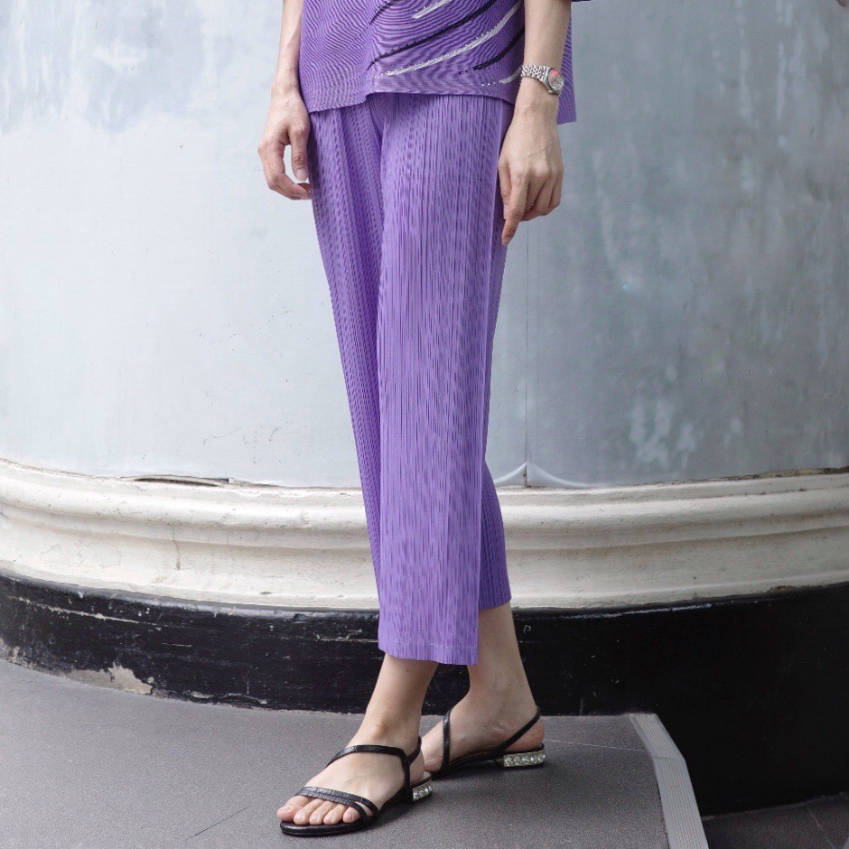 ยาว34นิ้ว! 2MUAY BASIC รุ่น GJO7573 กางเกงอัดพลีทคุณภาพ STRAIGHT PLEAT PANT 12สี FREE SIZE