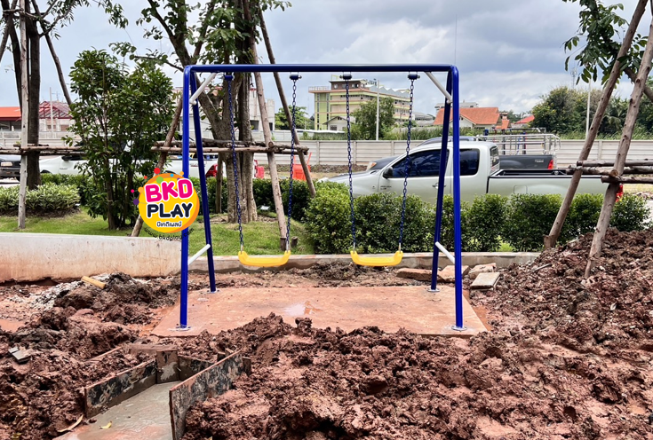 เครื่องเล่นสนามกลางแจ้ง เครื่องเล่นสนามเหล็ก ชุดชิงช้า 2 ที่นั่ง สินค้าผลิตในไทย มีมอก. สั่งทำสีตามต้องการได้